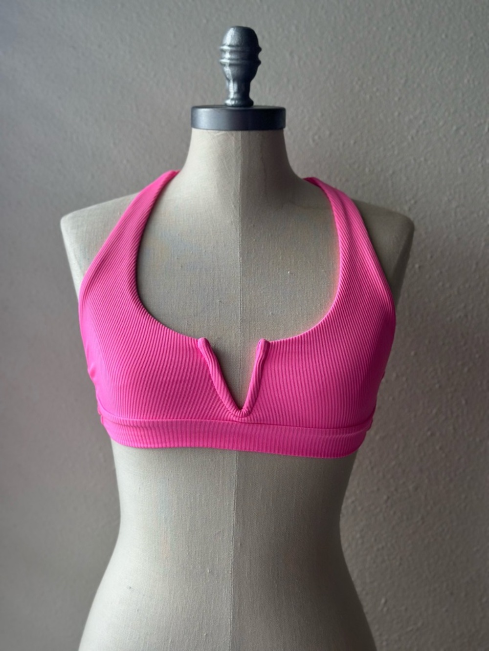 Summerful Women's Ribbed Pink V-Neck Racerback Bikini Set - Picture 6 of 7